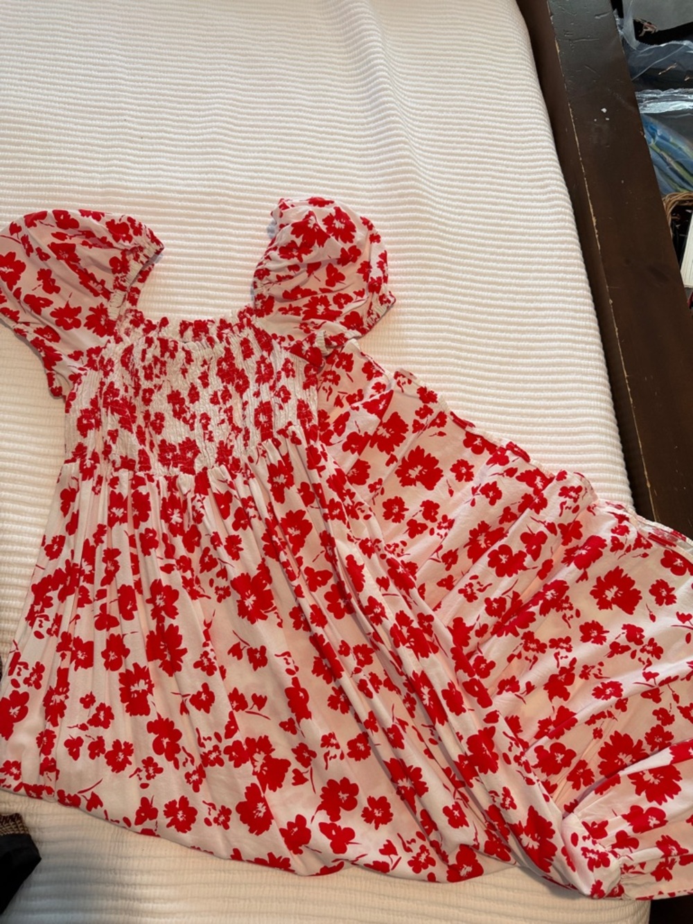 Zara Red Floral Puff Sleeve Sundress